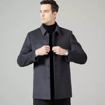 Double-sided cashmere coat for men, mid-length removable down liner, middle-aged dad s woolen woolen windbreaker jacket 170