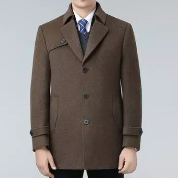 Double-sided cashmere coat men s medium-length thickened warm down liner coat high-end casual woolen thick windbreaker 170