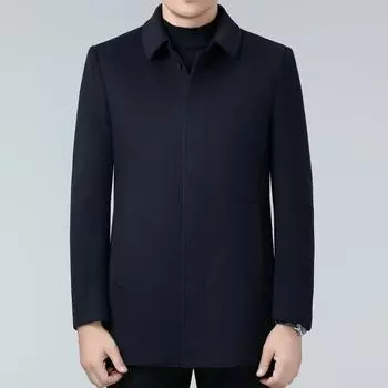Двустороннее кашемировое пальто мужское зимнее средней длины шерстяная ветровка делового стиля для мужчин среднего возраста с пуговицами на желчном пузыре 170