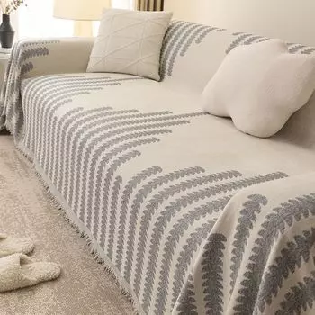 Double-sided Chenille Sofa Towel, Universal Sofa Cushion for All Seasons, All-inclusive, Full-cover Cloth Cover, Non-slip, Simple, Anti-cat Scratch 180*130cm