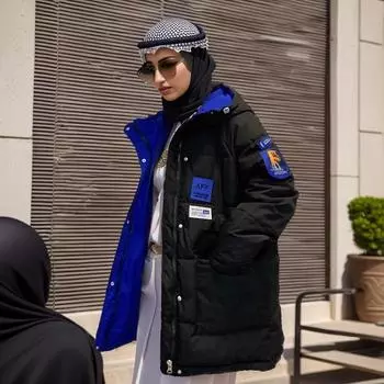 Double-sided cotton-padded women s 2024 winter medium and long Korean version loose couple student sports and leisure cotton-padded jacket S