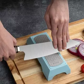 Double-Sided Emery Knife Sharpener, Household Kitchen Knife Sharpener, Quick Sharpening Stick, Honeycomb Sharpening Stone Plate 1pcs чёрный