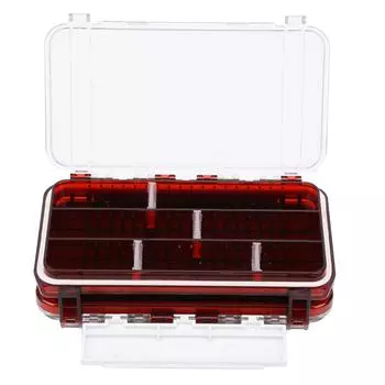 Double Sided Fishing Tackle Boxes MultiFunctional Lure Organizer Bait Storage Case(Transparent Red )