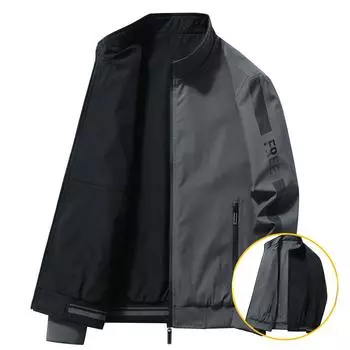 Двусторонняя куртка мужская весна и осень свободная хлопковая одежда летная одежда бейсбольная одежда деловая повседневная мужская куртка M