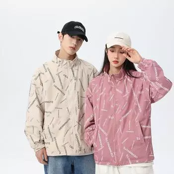 Double-sided Jacket Men s Stand-up Collar Jacket Youth Loose Jacket on Both Sides M чёрный