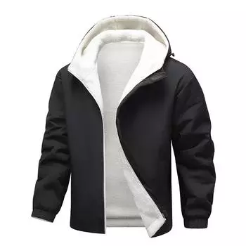 Double Sided Lambskin Men s Jacket with Thick Fleece Hooded Jacket for Men XXXL