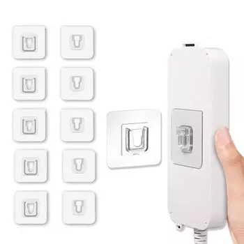 Double-Sided Self Adhesive Male/Female Wall Hooks - Heavy-Duty, No-Drill, Transparent Sticker Hooks for Hanging Socket Box