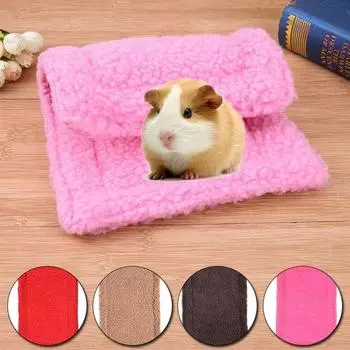 Double-sided Small Pet Warm Mat Plush Hamster Small Mat Guinea Pig Nest Mat Easy to Carry Rectangular Rabbit Bed Cushion Mat