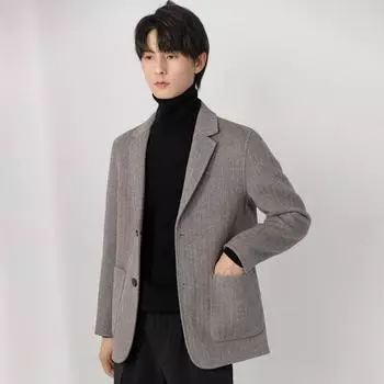 Double-sided, Spring and Autumn Wool Woolen Coat Casual Suit Men s Cashmere Suit Short Jacket Thick L
