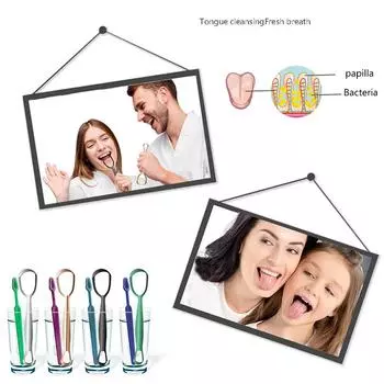 Double Sided Stainless Steel Tongue Scraper Oral Care Hygiene Cleaner Tongue Brush Fresh Breath Mouth Oral Hygiene Cleaning Tool зелёный