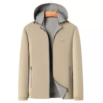 Double-sided Wearable Hooded Spring and Autumn Jacket for Men Middle-aged Jacket Daddy Top Coat Casual Spring Jacket Men M