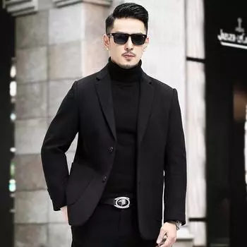 Двусторонний шерстяной кашемировый костюм мужское пальто пальто короткое повседневное шерстяное шерстяное маленькое осенне-зимнее утолщенное верхнее пальто 170