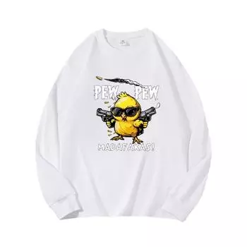 Double Spear DuckAutumn Clothing Длинные рукава из чистого хлопка Новые мужские и женские топы, весенний внутренний слой, базовая рубашка, футболка с круглым вырезом и длинными рукавами M коричневый