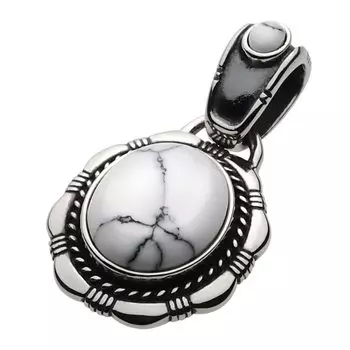 Double Stone Pendant White Turquoise fp0225 [Figmart] [Silver Accessory]