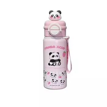 Double Straw Cute Thermal Water Bottle Reusable Drinking Water Cup Outdoor Sports