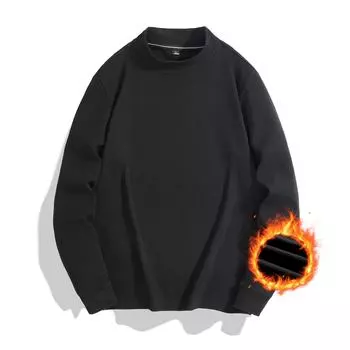 Double Striped German Velvet Men s Semi High Neck Warm Hoodie with Thick Velvet Base for Winter 9XL