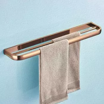 Double Towel Bar Holder Rose Gold Antique Black White Chrome Brass Wall Mounted Bronze Bathroom Towel Rail Holder Shelf Rack