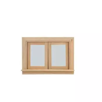 Double Window 1/12 Dollhouse Furniture Doll House Window Doll Furniture Glass Plate Wooden Frame 4