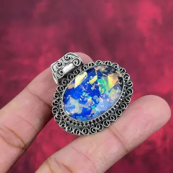 Ювелирные изделия с опалом в виде дублета, кулон из стерлингового серебра 925 пробы, ювелирные изделия ручной работы с драгоценными камнями, подарки для жены, абсолютно новый кулон 1.50 Inches синий