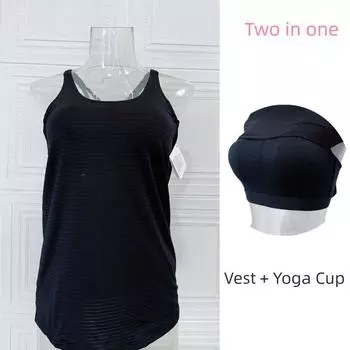 Doudou Ding Tail Single Fake Two-Piece Sports Vest Women s Running Training Fitness Cross Beauty Back Yoga Clothes with Chest Pad Black Size S (recommended weight 45.00 kg-52.50 kg