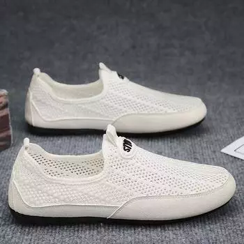 Doudou shoes are breathable and thin in summer, hollow mesh shoes, soft-soled sports shoes for driving, light and one-pedal men s casual shoes. 39