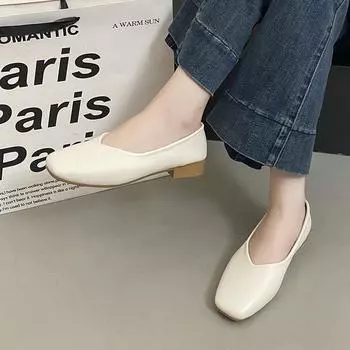 Doudou shoes grandma shoes spring and autumn new soft leather one-pedal flat shoes gentle fairy single shoes 35