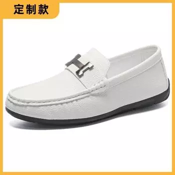 Doudou shoes men s 2024 new summer breathable leather surface soft sole men s casual leather shoes one-pedal loafers 39