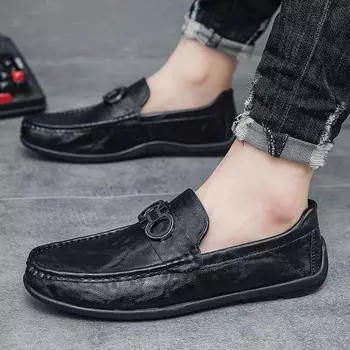 Doudou shoes men s 2024 new trendy men s shoes with one foot lazy shoes men s casual leather shoe cover help craftsmanship 39
