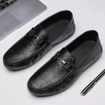 Doudou Shoes Men s 2025 New Men s Business Casual Leather Shoes Soft Sole Breathable One Pedal Premium Driving Shoes 39