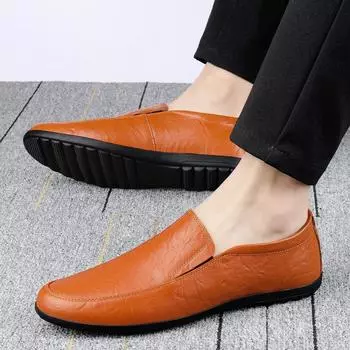 Doudou shoes men s 2025 summer new fashion business lazy shoes Korean version casual overfoot leather shoes driving shoes men s shoes 38