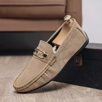 Doudou shoes men s matte leather fashion one-pedal slip casual shoes European station breathable and versatile men s loafers 39