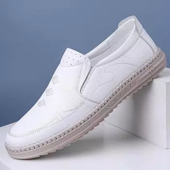 Doudou shoes men s soft-soled little white shoes one pedal casual leather shoes men s commuting lazy dad shoes breathable loafers men s shoes 38