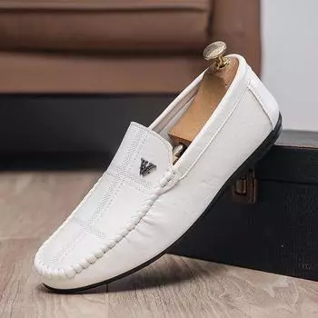 Doudou shoes men s spring 2025 new casual leather shoes soft sole soft surface men s shoes breathable lazy foot cover driving shoes 39