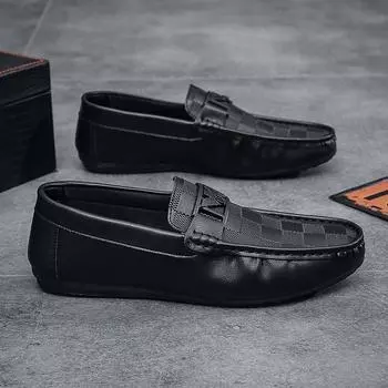 Doudou shoes men s summer new big-name plaid men s casual shoes British style one-pedal cover lazy shoes men s shoes 39