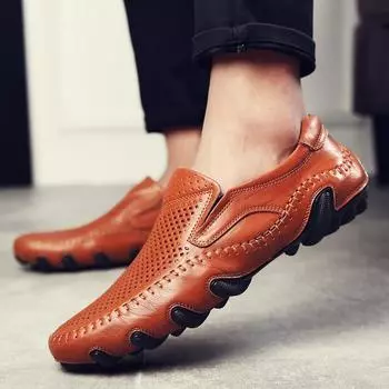 Doudou shoes pure handmade cowhide casual leather shoes lazy one pedal soft-soled men s Doudou shoes breathable men s shoes 38