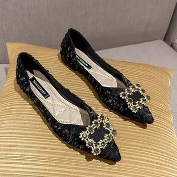 Doudou shoes women s 2025 spring and autumn new soft-soled pointed flat-soled single shoes versatile Internet celebrities shallow mouth evening breeze 35