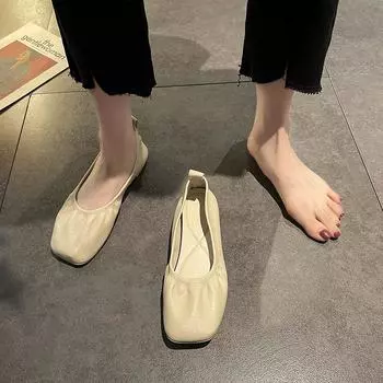 Doudou shoes women s new versatile flat-soled grandma shoes in the summer of 2024, comfortable soft-soled shallow-mouth ladyshoes, round-toed si 35 чёрный