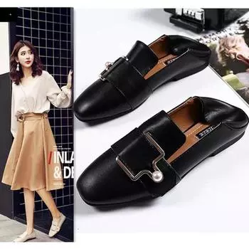Doudou Shoes, женские летние туфли на плоской подошве Obedient Society, с круглой пряжкой и ремнем, новые маленькие кожаные туфли в стиле ретро 34 чёрный