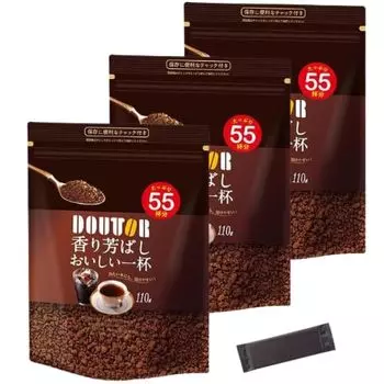 Doutor Instant Fragrant and Delicious Refill 110g Comes with wipes Coffee, Cup, [x3]