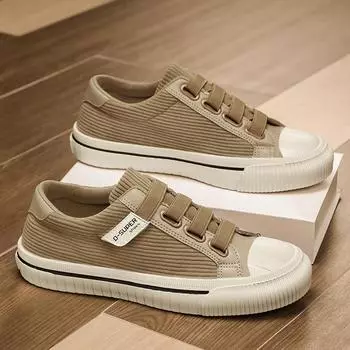 Douyin four seasons live broadcast low-top corduroy surface breathable sports board shoes trendy Hong Kong style outdoor tooling shoes 39 чёрный