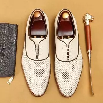 Douyin, хит продаж, полые кожаные туфли, мужская деловая обувь, кожа, мягкая поверхность, дышащая, летняя, повседневная, оксфордская, мужская обувь 38