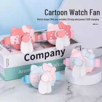 Douyin KT Cat Mini Cartoon USB перезаряжаемый вентилятор для детей коралловый