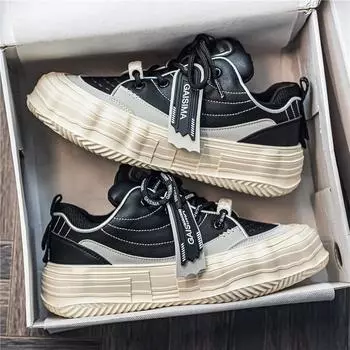 Douyin Kuaishou прямая трансляция того же хлеба обувь на толстой подошве мужская увеличивающая рост обувь для доски дышащая гонконгский стиль звезда кожа ж 39 белый