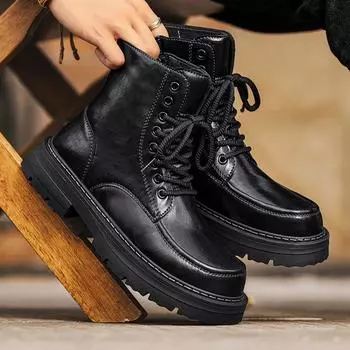 Douyin live broadcast hot-selling Internet celebrities with the same Martin boots autumn new outdoor leisure platform men s shoes 39 чёрный
