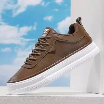 Douyin live broadcast of the same board shoes outdoor leather surface waterproof tooling casual 2025 sports men s shoes trendy student tide shoes 39 чёрный