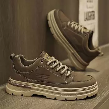 Douyin live broadcast of the same tooling shoes, outdoor leather waterproof Martin boots, casual sports men s shoes, trendy student tide shoes 39 чёрный