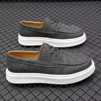 Douyin Live Stream Board Shoes Мужская осенняя кожаная повседневная мужская обувь 38 серый