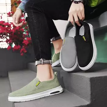 Douyin men s shoes trend social spirit guy youth flat shoes fashion breathable casual ice silk cloth shoes stitched shoes 39 чёрный