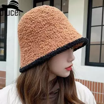 Douyin mixed edge pearl velvet bucket hat women s age reduction fashion warm bucket hat winter M56-58cm чёрный