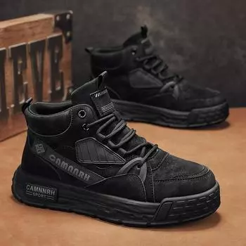 Douyin прямая трансляция 2024 четыре сезона средняя помощь повседневная кожаная поверхность водонепроницаемая спортивная обувь для сноуборда модная студенческая обувь для активного отдыха 39